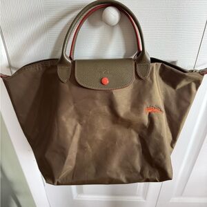 Longchamp Brown and Olive Tote Bag